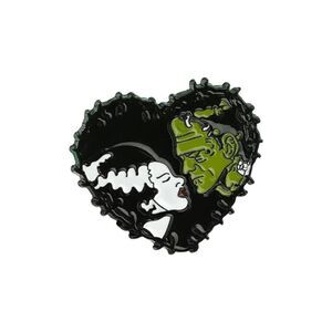 New Frankenstein & Bride Heart Enamel Pin Halloween Universal Monsters Love